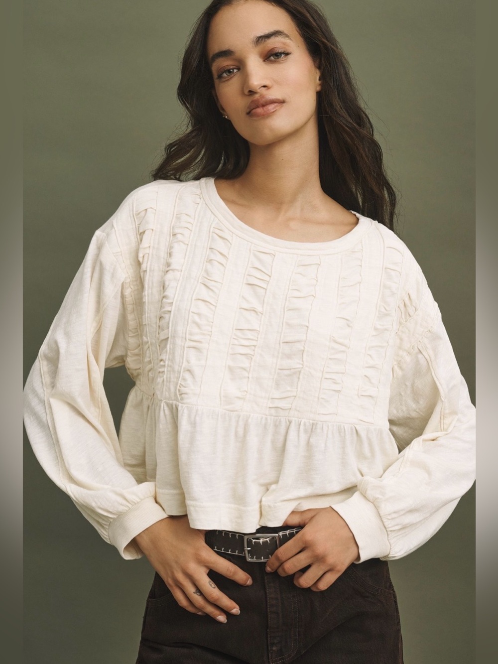 NWT Anthropologie Pilcro Textured Babydoll Top, size M